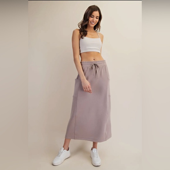 rae mode Dresses & Skirts - Elegant Light Mocha  Scuba Modal top and Maxi Skirt Set